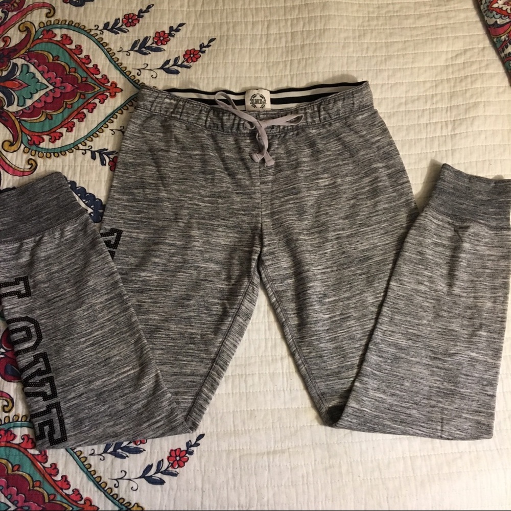 victotia’s secret pink sequin skinny joggers